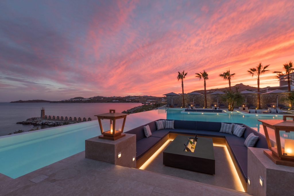 Oasis Pool Lounge at Santa Marina Mykonos Sunset 2 1920x1280 1 1024x683